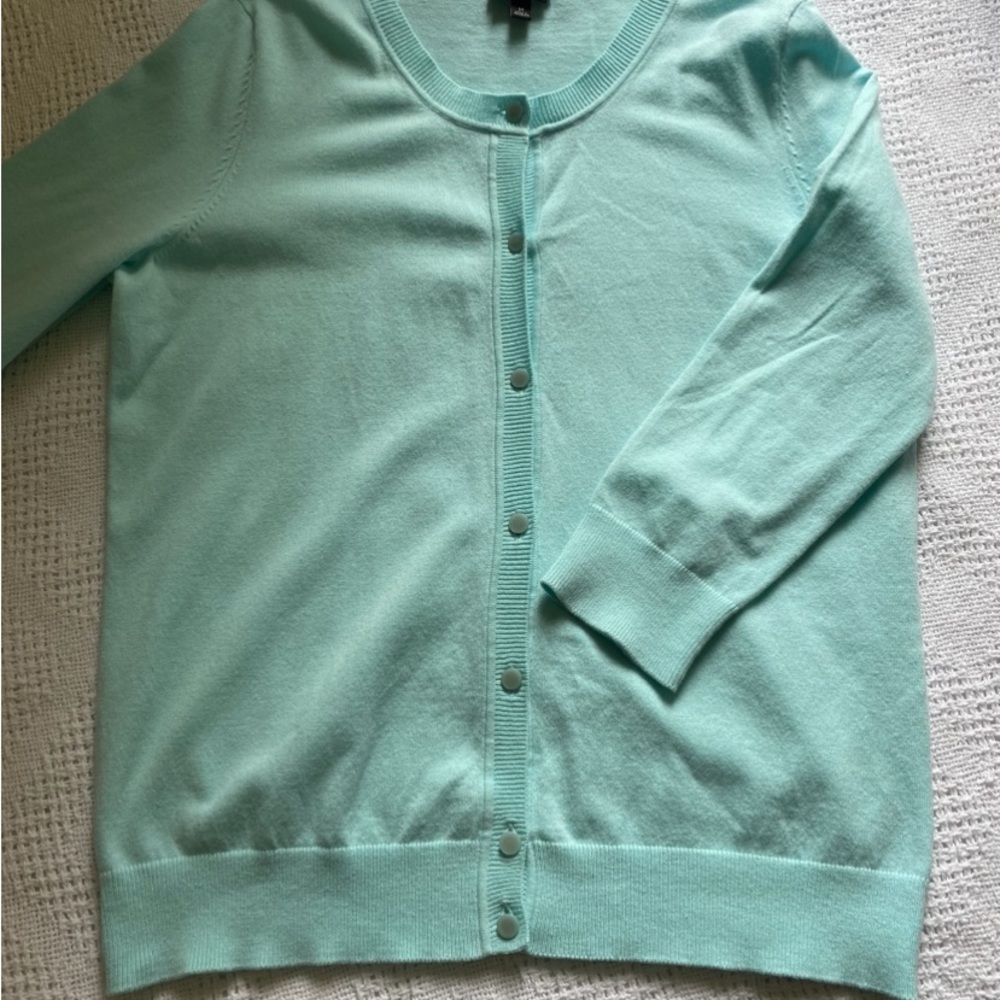 Talbots Tiffany Blue Pima Cotton/Nylon Cardigan M